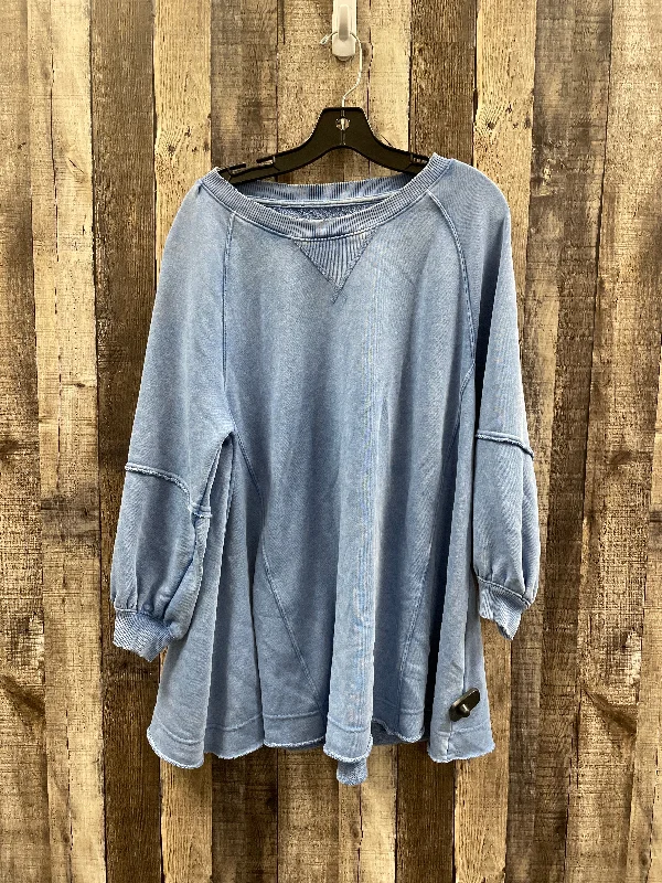 Sweatshirt with wide hem -Sweatshirt Crewneck By American Eagle In Blue, Size: Xs