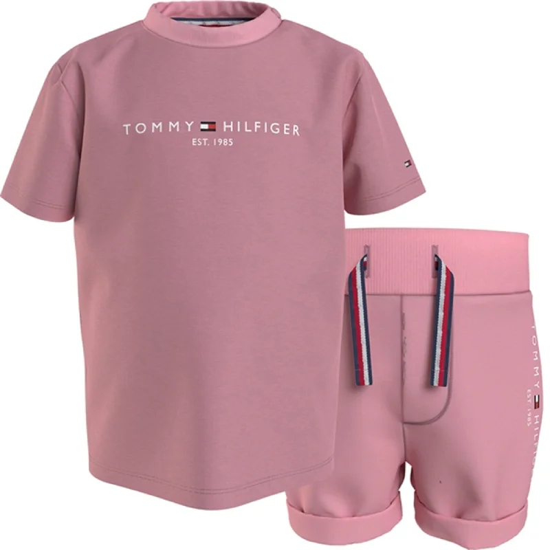 Floral cargo shorts cute -Tommy Hilfiger Baby Essential Short Set Broadway Pink