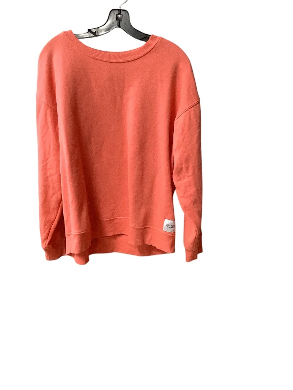 Sweatshirt with swirl cuffs -Athletic Sweatshirt Crewneck By Calvin Klein In Coral, Size: L