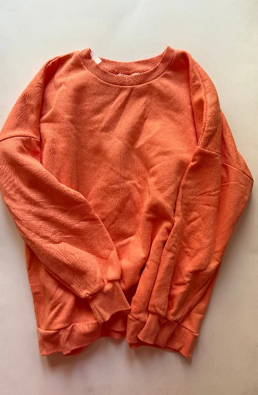 Sweatshirt with striped sleeves -Sweatshirt Crewneck By Zenana Outfitters In Orange, Size: Xl