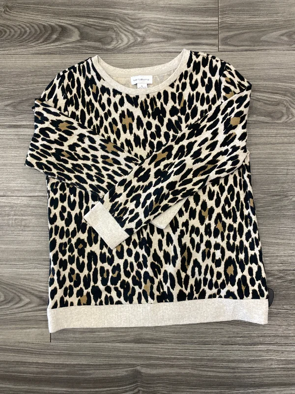 Sweatshirt with sun hem -Sweatshirt Crewneck By Liz Claiborne In Animal Print, Size: L