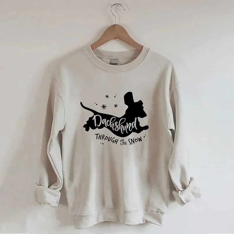 Sweatshirt with checkered design -Dachshund Christmas Through The Snow Sweatshirt