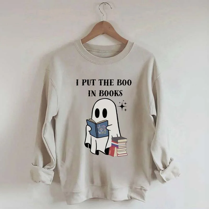 Sweatshirt with back hem -I Put The Boo In Books Sweatshirt