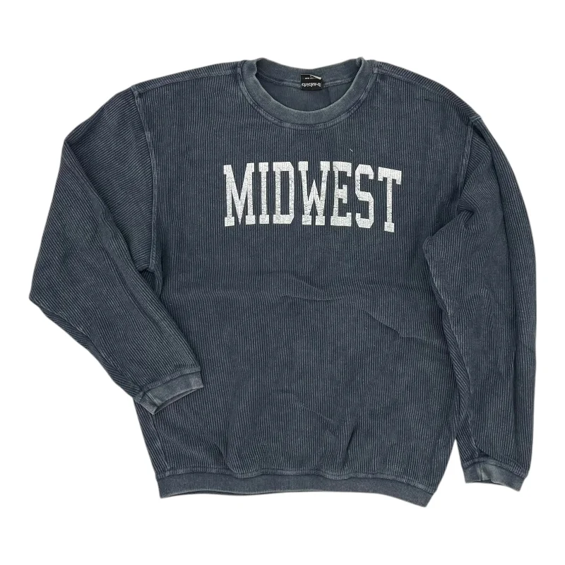 Sweatshirt for casual walks -Sweatshirt Crewneck By Clothes Mentor In Navy, Size:S