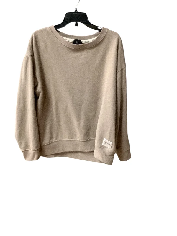 Sweatshirt for beach events -Athletic Sweatshirt Crewneck By Calvin Klein In Tan, Size: L