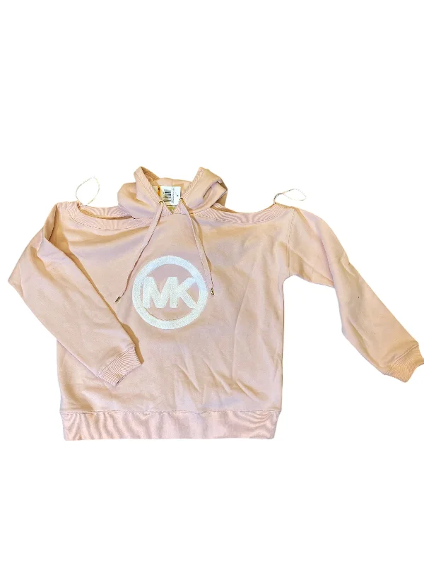 Sweatshirt with grid cuffs -Sweatshirt Hoodie By Michael By Michael Kors In Peach, Size: S