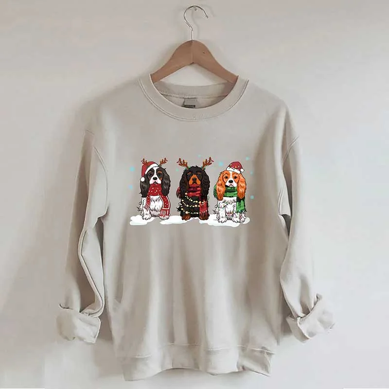 Sweatshirt with long cuffs -Cavalier King Charles Spaniel Christmas Sweatshirt