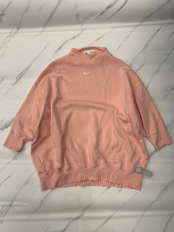 Sweatshirt with short cuffs -Athletic Sweatshirt Crewneck By Nike Apparel In Peach, Size: L