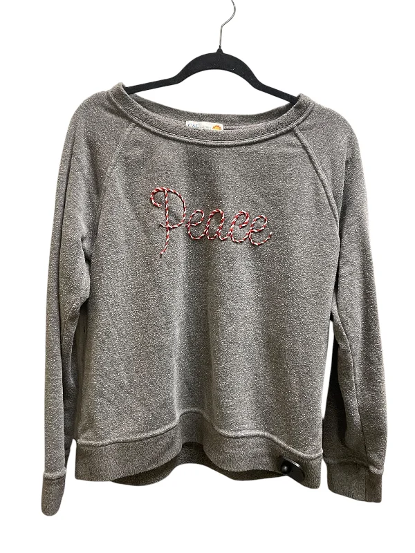 Sweatshirt with thin cuffs -Sweatshirt Crewneck By C And C In Grey, Size: M