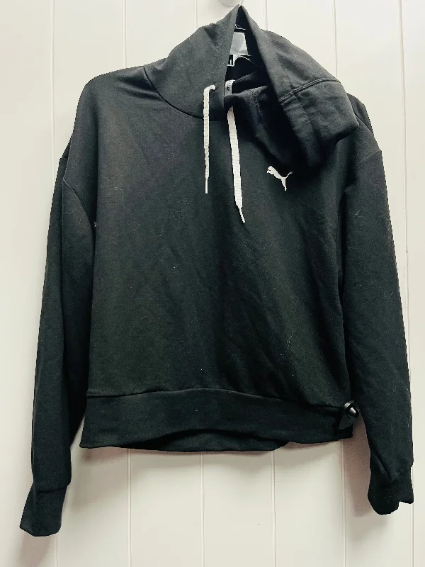 Sweatshirt for cozy trips -Athletic Sweatshirt Hoodie By Puma In Black, Size: S