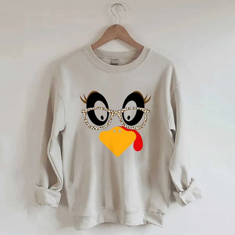 Sweatshirt for cozy nights -Cute Turkey Fall Thanksgiving Sweatshirt