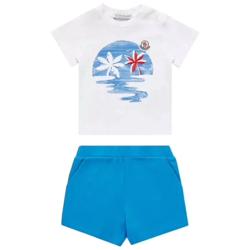 White chino shorts crisp -Moncler T-Shirt and Shorts Set Optical White & Blue