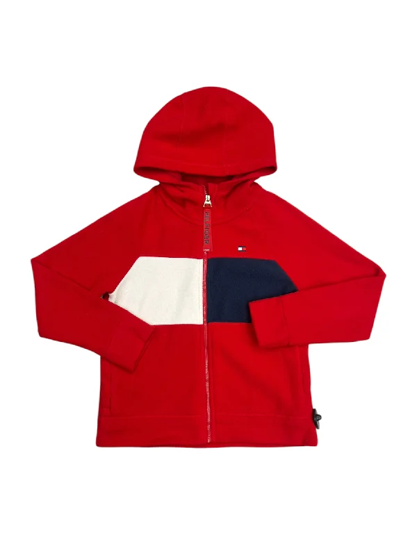 Sweatshirt with block cuffs -Sweatshirt Hoodie By Tommy Hilfiger In Red & White, Size: M