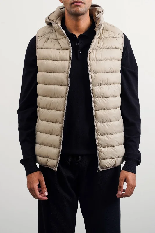 Jacket with short cuffs -HOODED GILET