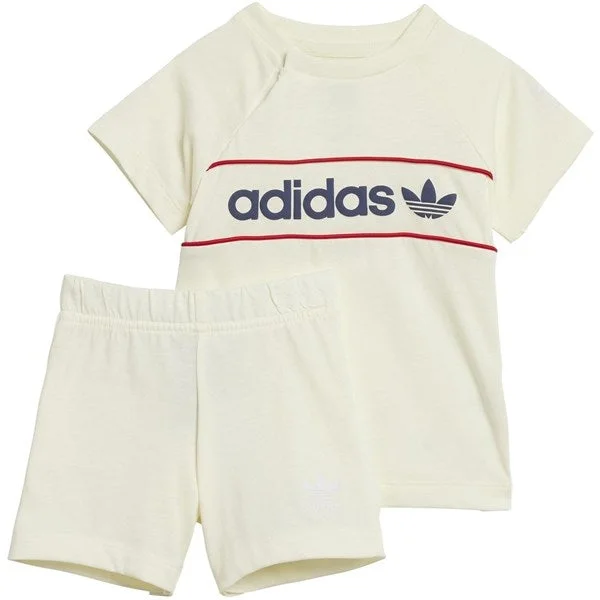 Plus-size shorts comfy fit -adidas Originals Ivory/Night Indigo/Red Shorts Tee Set