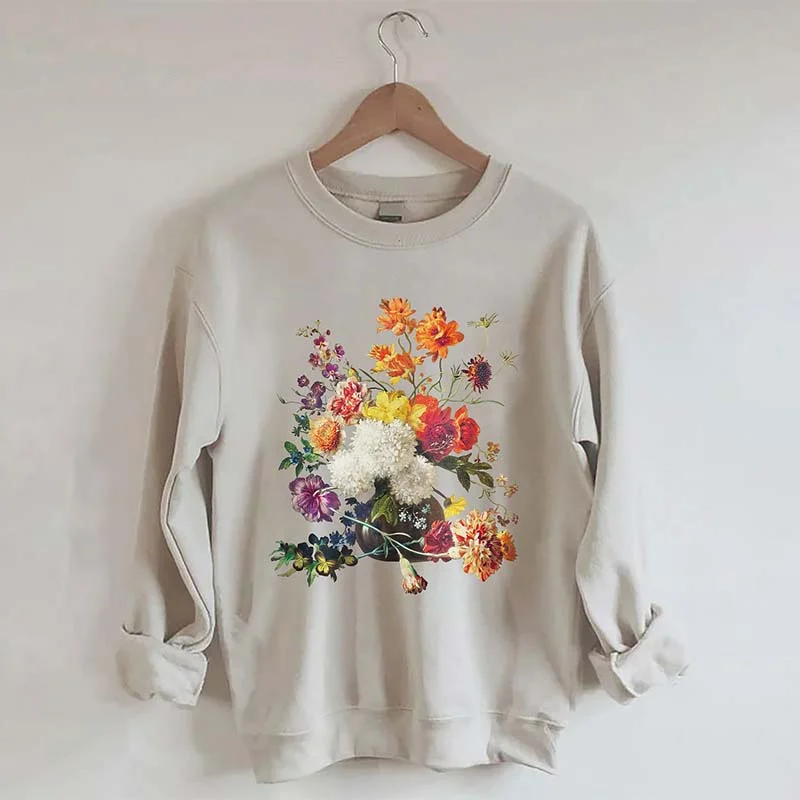 Cozy sweatshirt for lounging -Aesthetic Flower Lover Sweatshirt