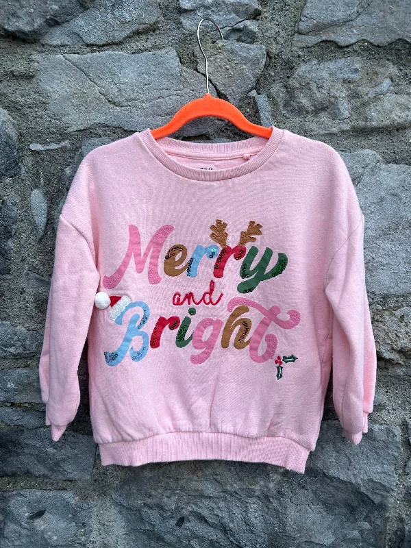 Sweatshirt for fall outings -Merry& Bright pink sweatshirt  4-5y (104-110cm)