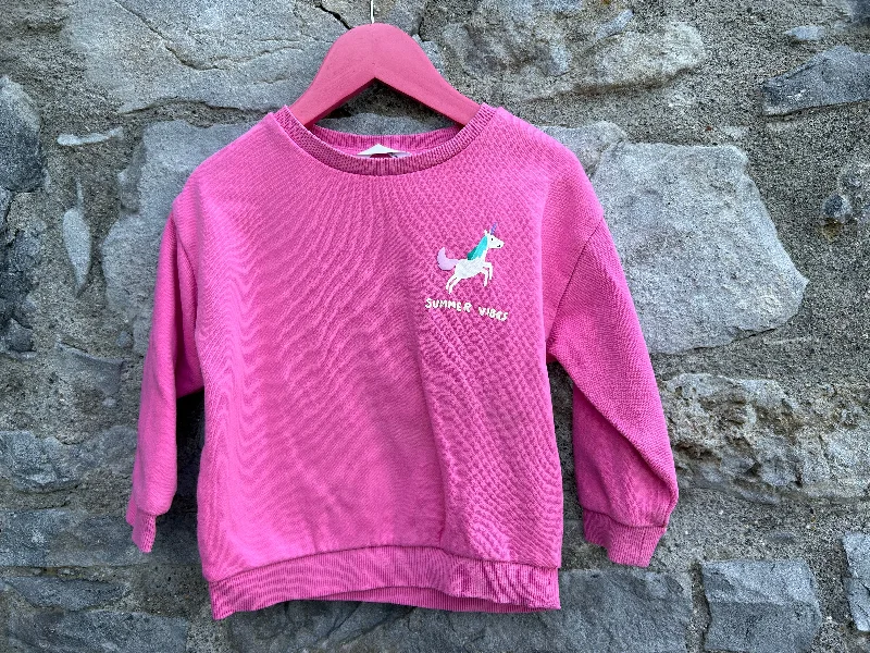 Sweatshirt for outdoor nights -Summer vibes pink sweatshirt  2-3y (92-98cm)