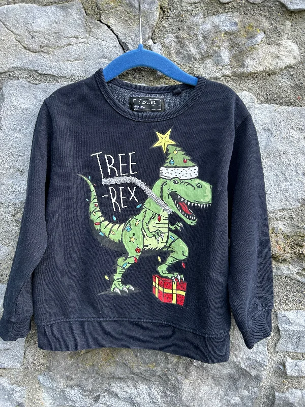 Sweatshirt with wave pattern -Tree T-rex navy sweatshirt 4y (104cm)