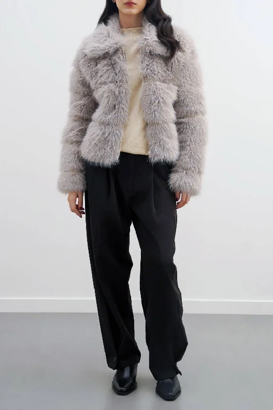 Jacket for fall outings -FUR ZIPPER JACKET