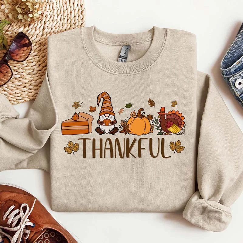 Sweatshirt for family trips -Thanksgiving Gnome Turkey Sweatshirt