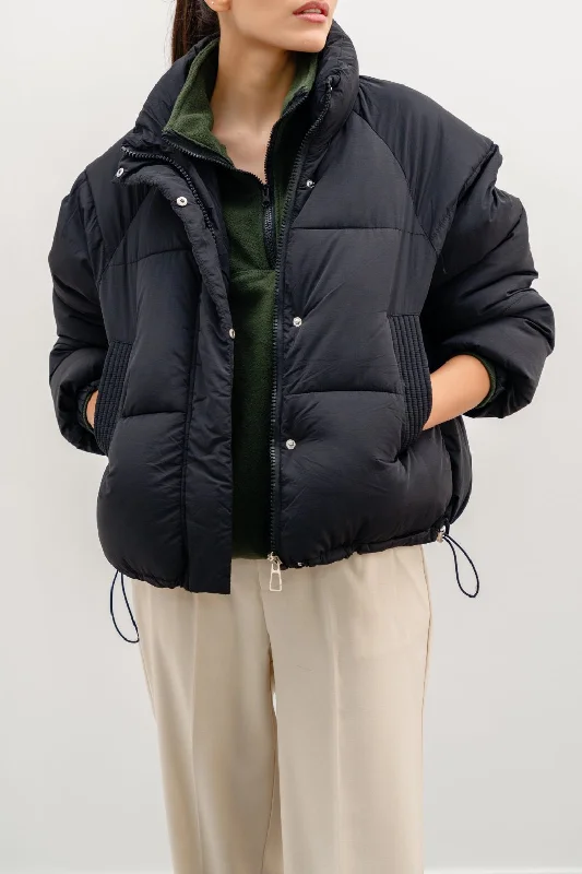 Jacket with front hem -SHORT PUFFER JACKET