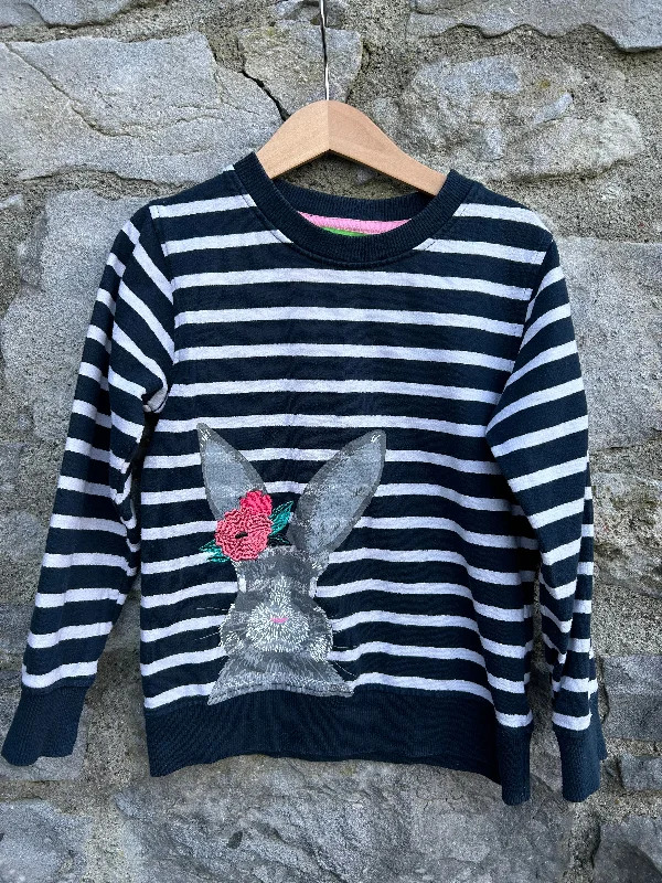 Sweatshirt with side hem -Stripy bunny sweatshirt   5-6y (110-116cm)