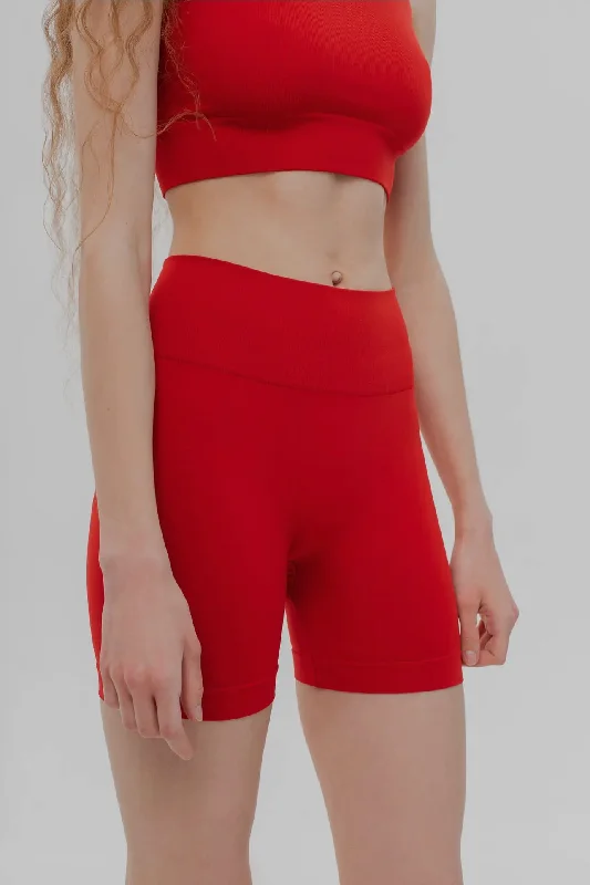 Wide-leg running shorts loose -Sia High Waist Bike Shorts Red