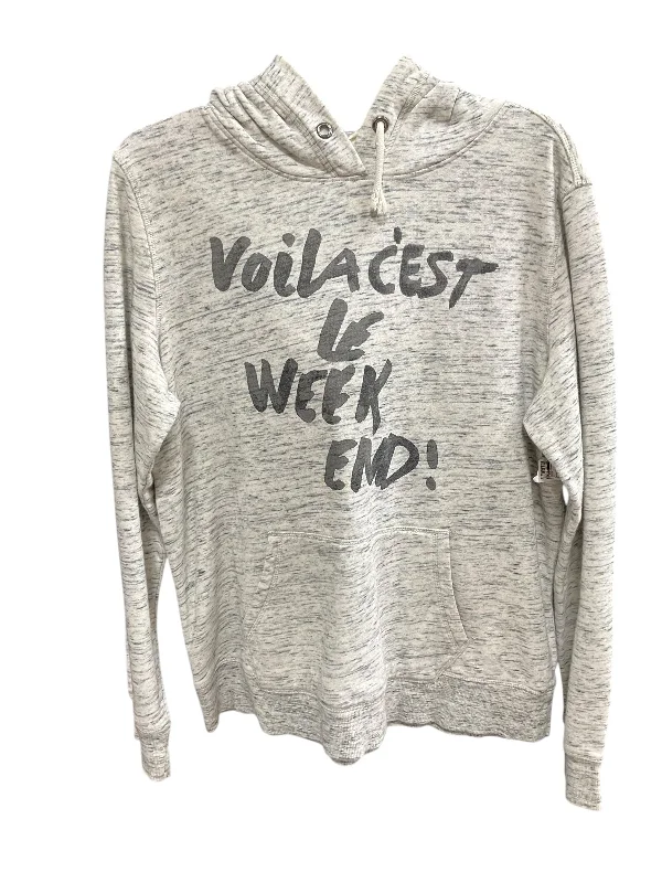 Sweatshirt for fall nights -Sweatshirt Hoodie By Logg In Grey, Size: L