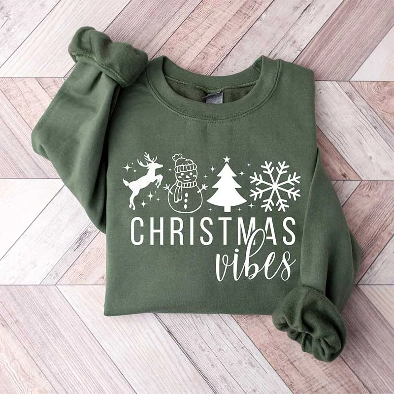 Sweatshirt for outdoor games -Womens Christmas Vibes Sweatshirt