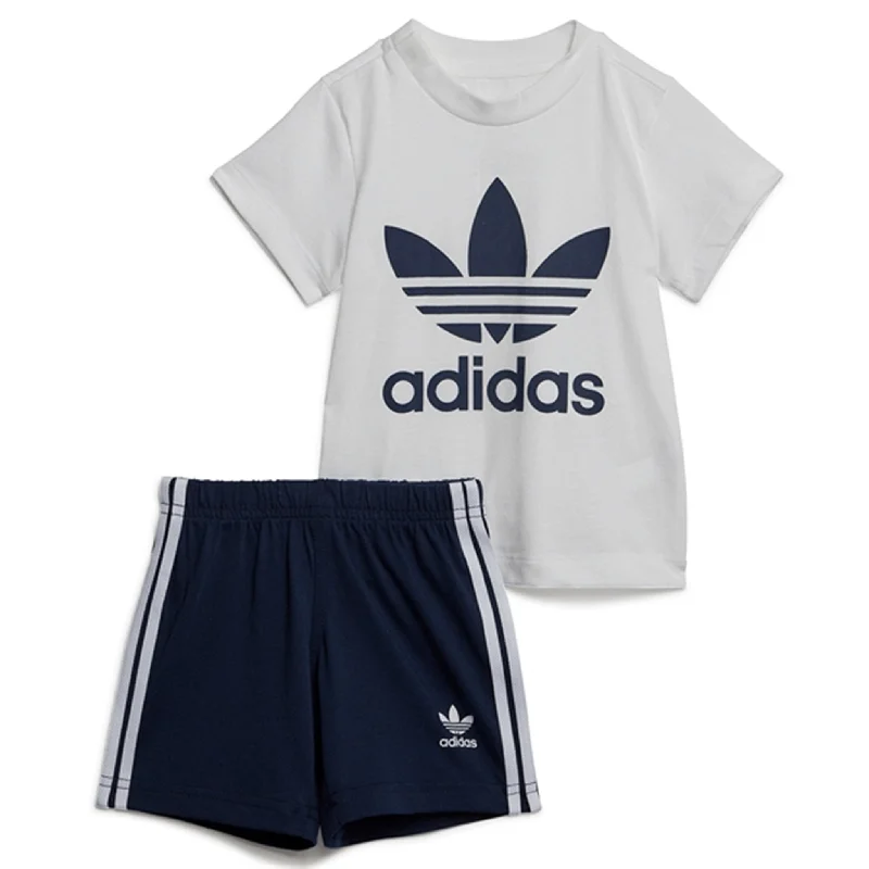 Beige cargo shorts practical -adidas Originals Night Indigo / White Shorts Tee Set