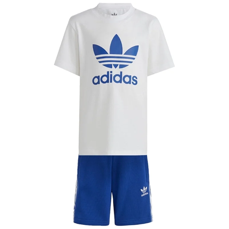 Brown running shorts warm -adidas Originals White / Blue Shorts Tee Set