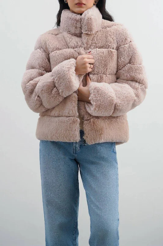 Jacket with side pockets -PLUSH FUR JACKET