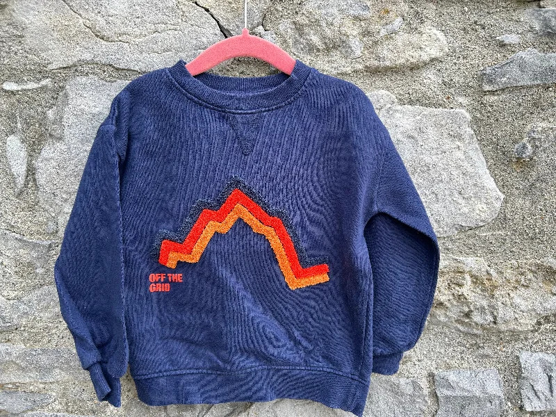 Sweatshirt with swirl cuffs -Navy sweatshirt with an orange chevron  2-3y (92-98cm)