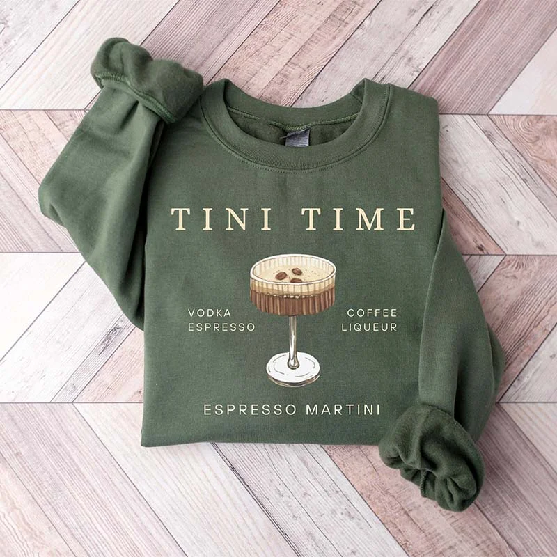 Sweatshirt with wave sleeves -Espresso Martini Tini Time Sweatshirt