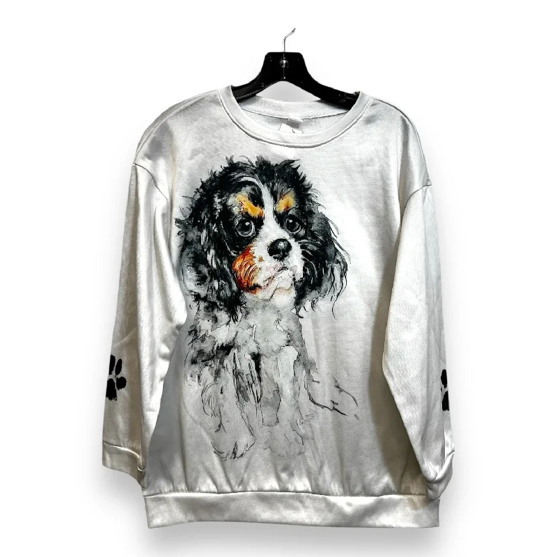 Sweatshirt with wide collar -Sweatshirt Collar By Clothes Mentor In White, Size: L