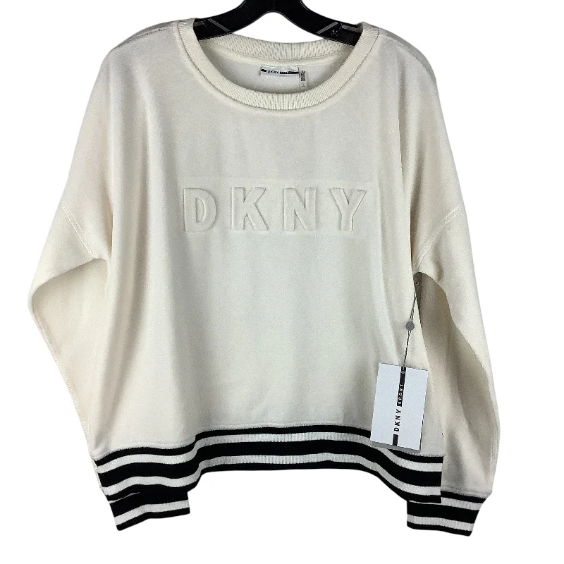 Sweatshirt for fall trips -Athletic Sweatshirt Crewneck By Dkny In Cream, Size: L