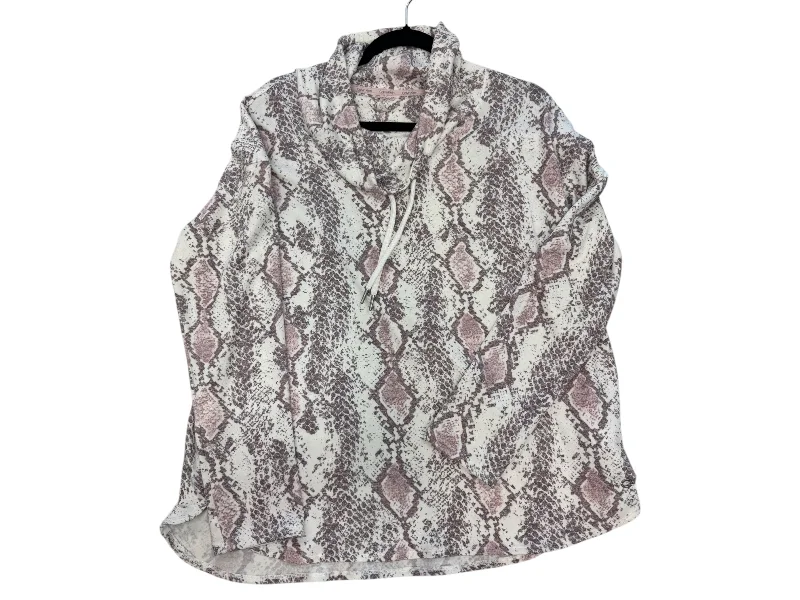 Sweatshirt with swirl hem -Sweatshirt Collar By Calvin Klein In Snakeskin Print, Size: L