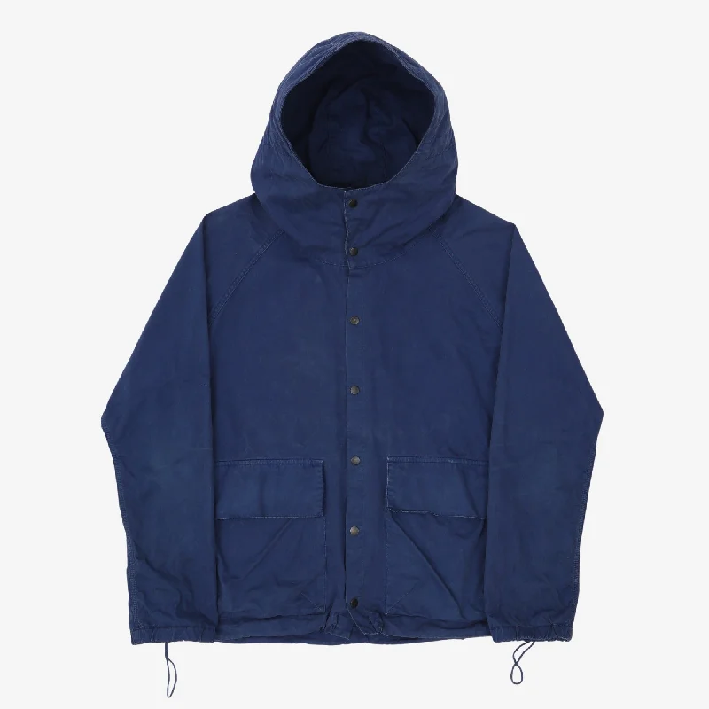 Jacket with grid hem -Hooded Jacket