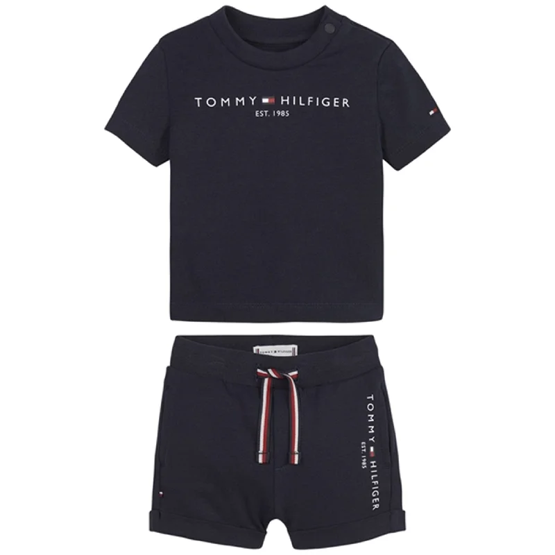 Beige linen shorts breezy -Tommy Hilfiger Baby Essential Shorts og T-shirt Set Desert Sky