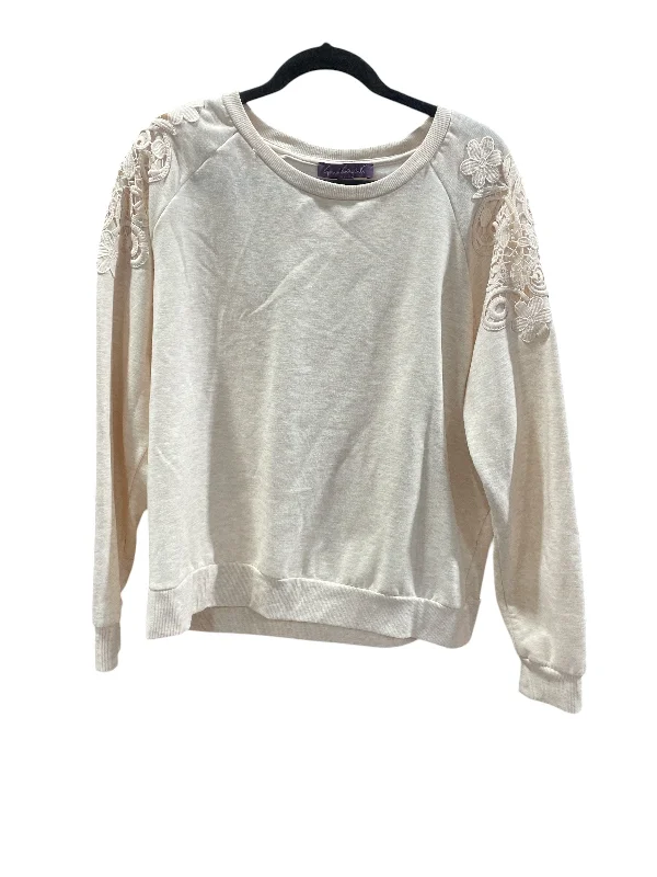 Sweatshirt with cloud cuffs -Sweatshirt Crewneck By Gloria Vanderbilt In Cream, Size: Xl