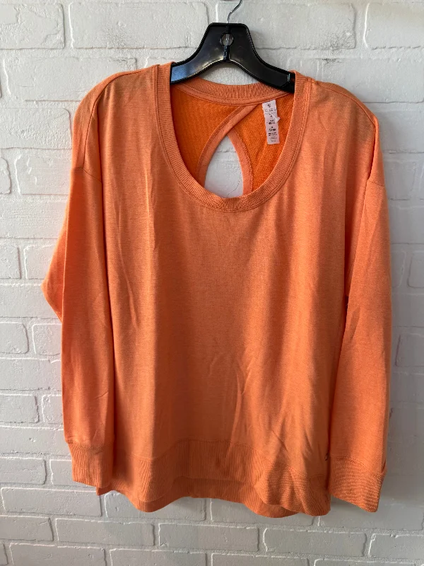 Sweatshirt with sun hem -Athletic Sweatshirt Crewneck By Balance Collection In Orange, Size: M