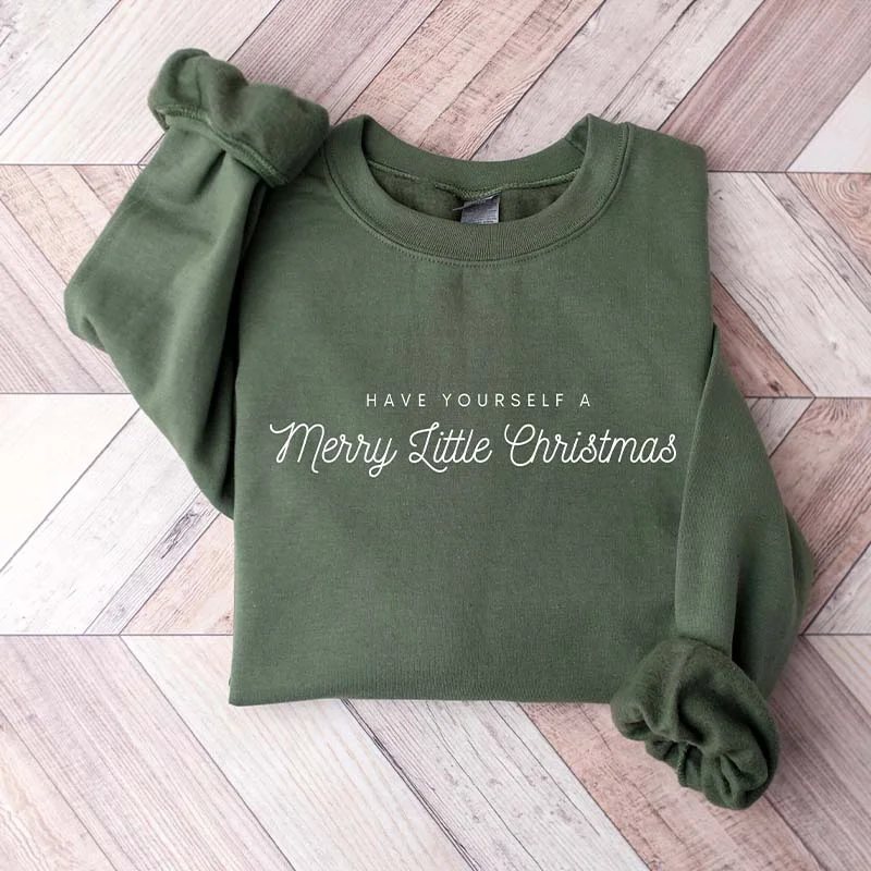 Sweatshirt with ribbed cuffs -Merry Christmas Minimal Sweatshirt