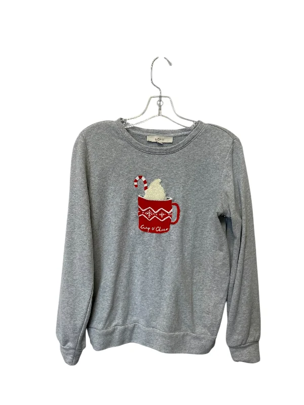 Sweatshirt with side hem -Sweatshirt Crewneck By Loft In Grey, Size: Xs