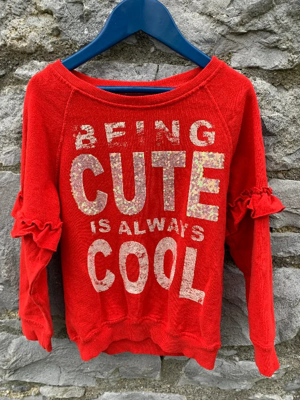 Sweatshirt for casual trips -Red Cute sweatshirt    7y (122cm)