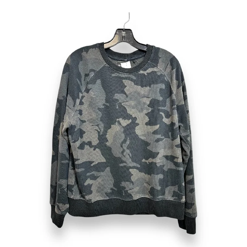 Sweatshirt with long hem -Sweatshirt Collar By Prana In Camouflage Print, Size: L