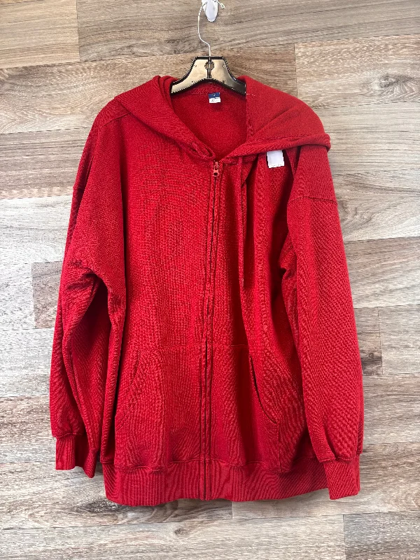 Sweatshirt for casual trips -Sweatshirt Hoodie By Old Navy In Red, Size: M