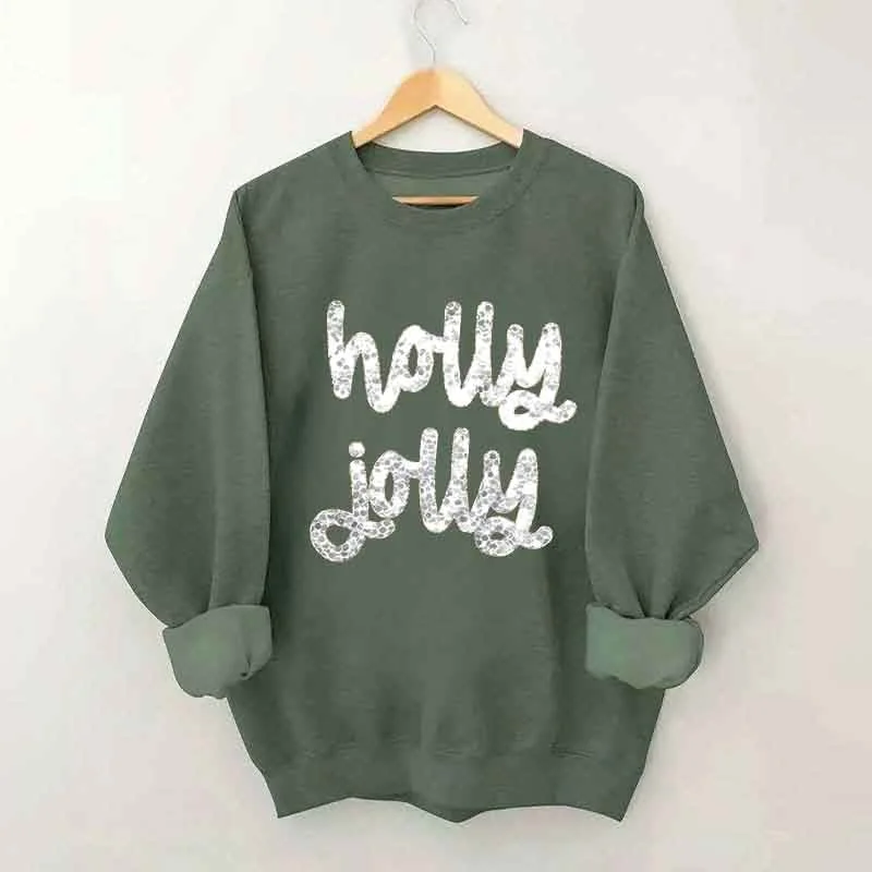 Sweatshirt for festive events -Holly Jolly Christmas Sweatshirt