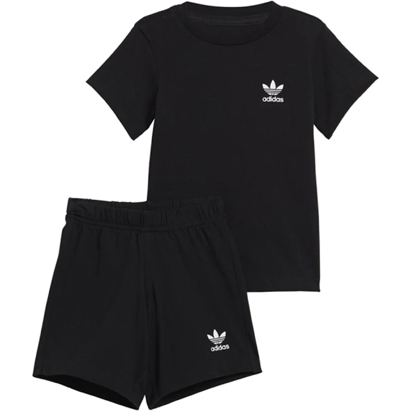 Running compression shorts tight -adidas Originals Black Shorts Tee Set