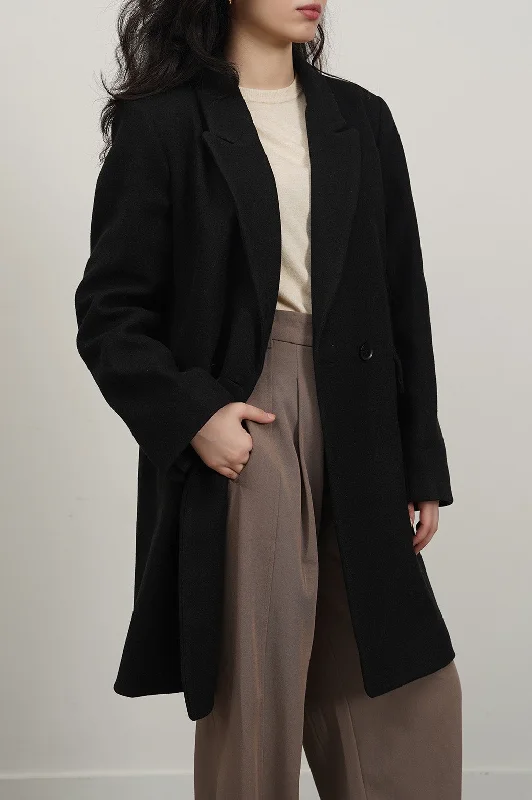 Jacket with long hem -RIZA DOUBLE BREASTED COAT